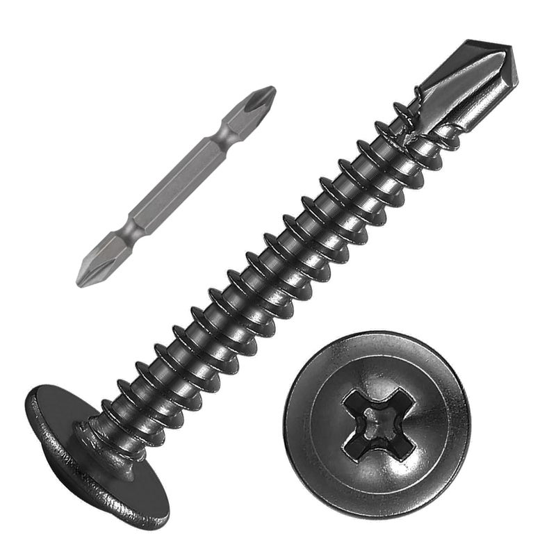 Wensilon (150Pcs)#8×1-1/4” for Sheet Metal Self-Tapping Screws 410 Black Stainless Steel Truss Head High-Strength Quick Tapping - Image 1